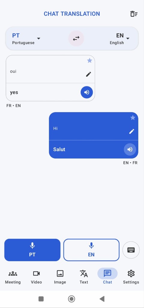 Modo chat do MeTranslator